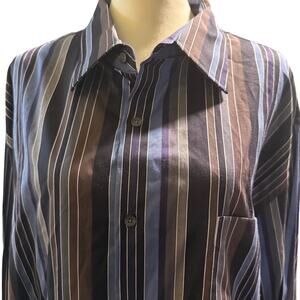 Tasso Elba 100% Cotton Striped Button Down Shirt, Blue Grey, Men's 2XL, NWOT